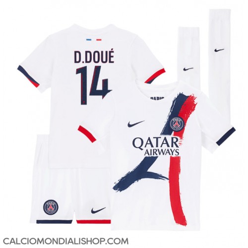 Maglie da calcio Paris Saint-Germain Desire Doue #14 Seconda Maglia Bambino 2024-25 Manica Corta (+ Pantaloni corti)